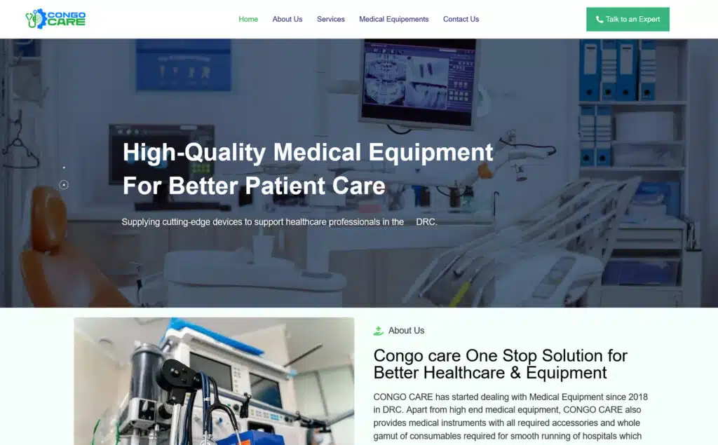 Site web de CongoCare réalisé par Kennvisio