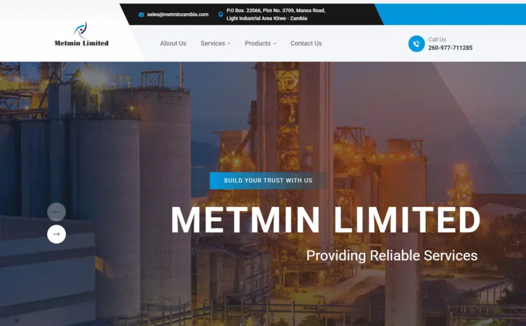 Site web de Metmin Limited réalisé par Kennvisio
